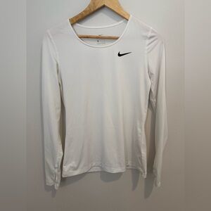 Nike Dri-FIT Miler Long Sleeve Running Top White Yoga Pilates Thumb Hole | S